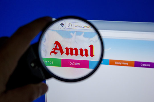 Ryazan, Russia - July 11, 2018: Amul.com website on the display of PC.