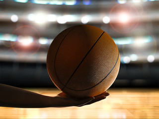 Hand hold basketball ball
