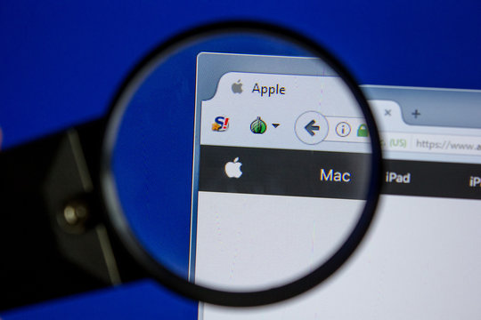 Ryazan, Russia - July 11, 2018: Apple.com website on the display of PC.