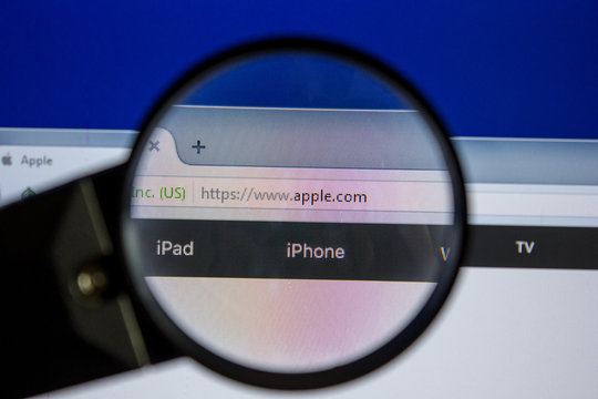 Ryazan, Russia - July 11, 2018: Apple.com website on the display of PC.