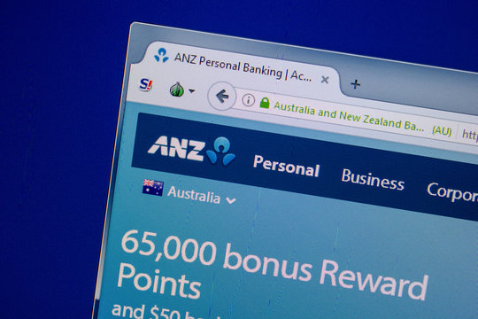 Ryazan, Russia - July 11, 2018: Anz.com.au website on the display of PC.