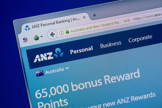 Ryazan, Russia - July 11, 2018: Anz.com.au website on the display of PC.