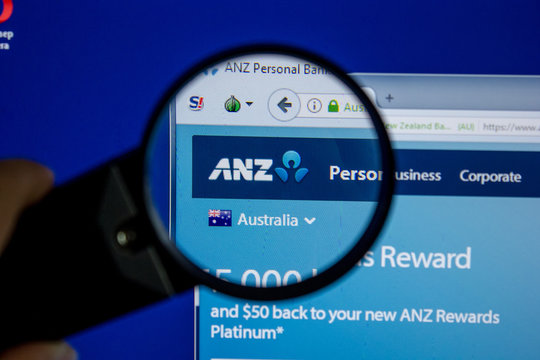 Ryazan, Russia - July 11, 2018: Anz.com.au website on the display of PC.