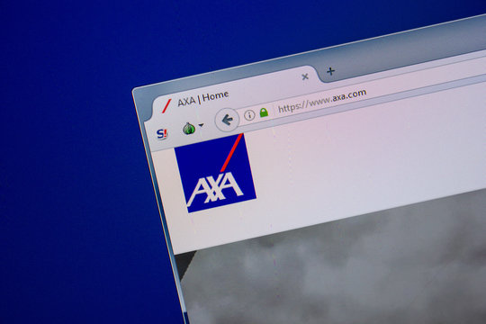 Ryazan, Russia - July 11, 2018: Axa.com website on the display of PC.