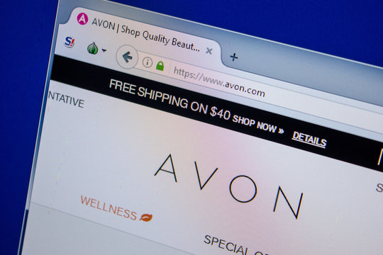 Ryazan, Russia - July 11, 2018: Avon.com website on the display of PC.