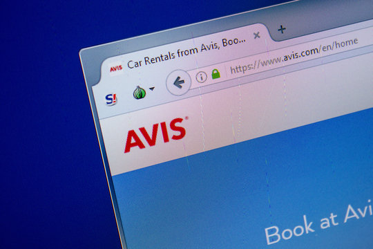 Ryazan, Russia - July 11, 2018: Avis.com website on the display of PC.