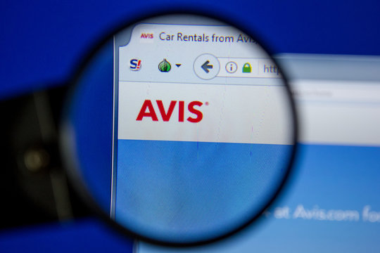 Ryazan, Russia - July 11, 2018: Avis.com website on the display of PC.