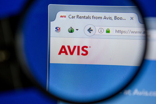 Ryazan, Russia - July 11, 2018: Avis.com website on the display of PC.