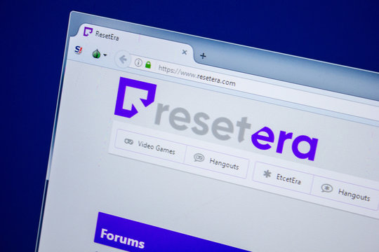 Ryazan, Russia - July 24, 2018: Homepage of Resetera website on the display of PC. Url - Resetera.com .
