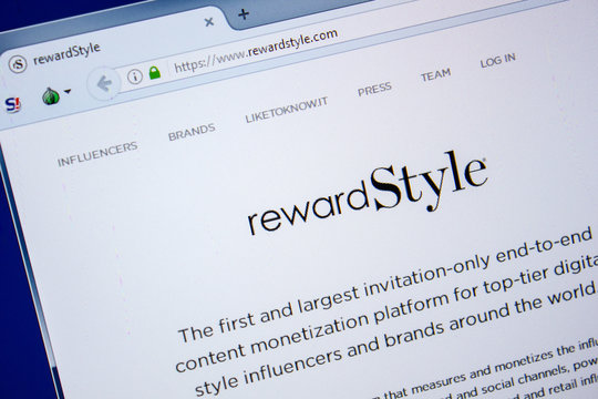 Ryazan, Russia - July 24, 2018: Homepage of RewardStyle website on the display of PC. Url - RewardStyle.com .