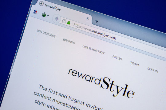 Ryazan, Russia - July 24, 2018: Homepage of RewardStyle website on the display of PC. Url - RewardStyle.com .