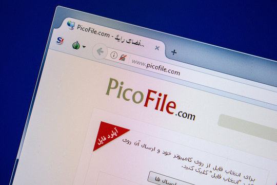 Ryazan, Russia - July 24, 2018: Homepage of PicoFile website on the display of PC. Url - PicoFile.com .