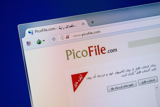 Ryazan, Russia - July 24, 2018: Homepage of PicoFile website on the display of PC. Url - PicoFile.com .