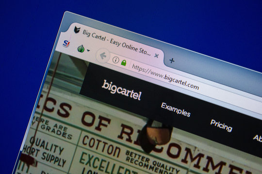 Ryazan, Russia - July 24, 2018: Homepage of BigCartel website on the display of PC. Url - BigCartel.com .