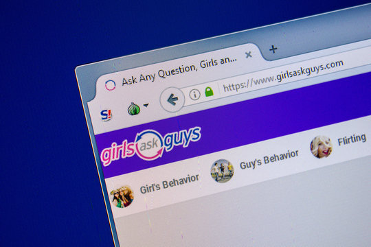 Ryazan, Russia - July 24, 2018: Homepage of GirlsAskGuys website on the display of PC. Url - GirlsAskGuys.com .