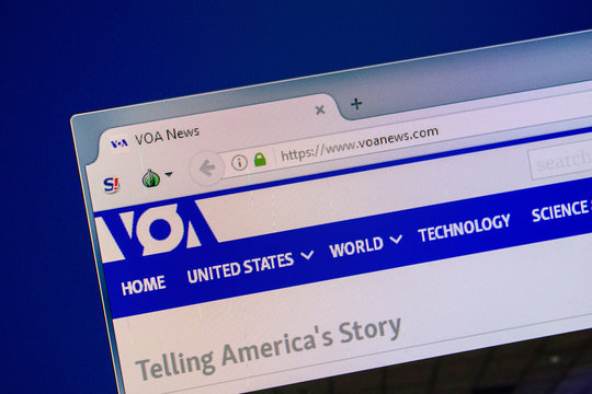 Ryazan, Russia - July 24, 2018: Homepage of VOAnews website on the display of PC. Url - VOAnews.com .