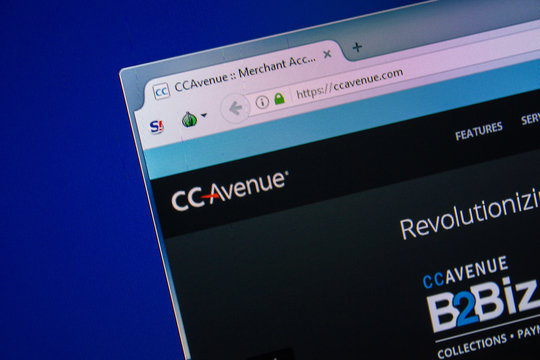 Ryazan, Russia - July 24, 2018: Homepage of CCAvenue website on the display of PC. Url - CCAvenue.com .