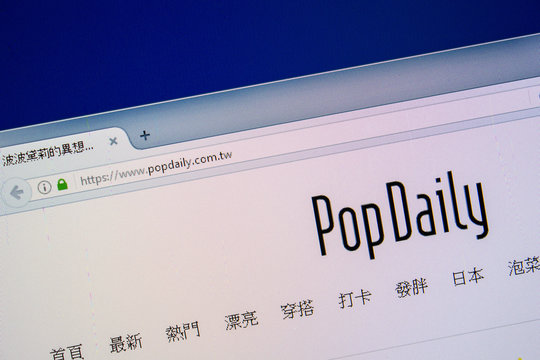 Ryazan, Russia - July 24, 2018: Homepage of PopDaily website on the display of PC. Url - PopDaily.com.tw .