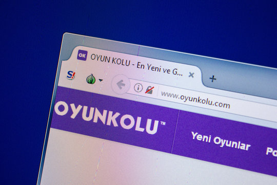 Ryazan, Russia - July 24, 2018: Homepage of Oyunkolu website on the display of PC. Url - Oyunkolu.com .