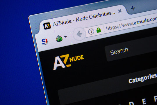 Ryazan, Russia - July 24, 2018: Homepage of Aznude website on the display of PC. Url - Aznude.com .