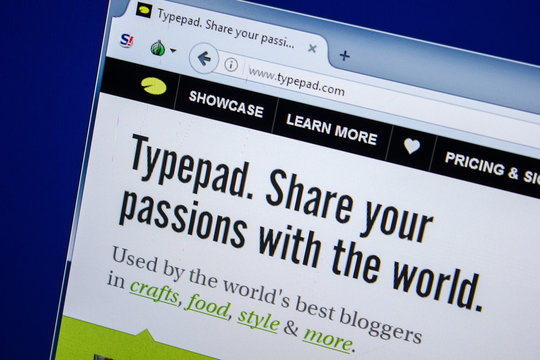Ryazan, Russia - July 24, 2018: Homepage of TypePad website on the display of PC. Url - TypePad.com .