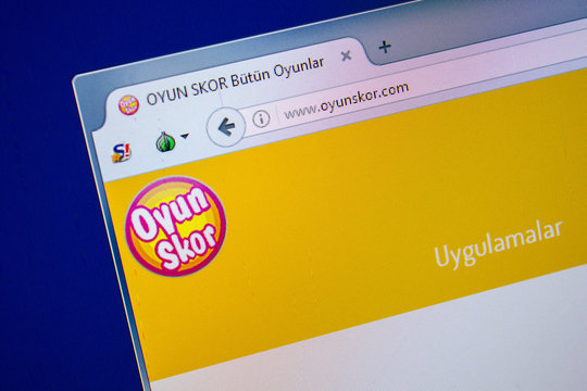 Ryazan, Russia - July 24, 2018: Homepage of OyunSkor website on the display of PC. Url - OyunSkor.com .