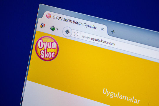 Ryazan, Russia - July 24, 2018: Homepage of OyunSkor website on the display of PC. Url - OyunSkor.com .