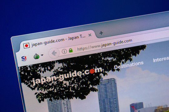 Ryazan, Russia - July 24, 2018: Homepage of Japan-Guide website on the display of PC. Url - Japan-Guide.com .
