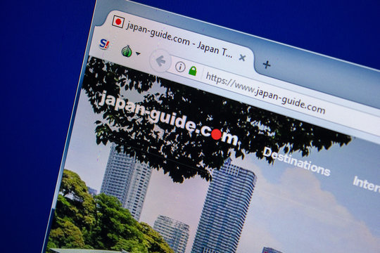 Ryazan, Russia - July 24, 2018: Homepage of Japan-Guide website on the display of PC. Url - Japan-Guide.com .