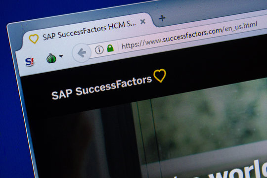 Ryazan, Russia - July 24, 2018: Homepage of SuccessFactors website on the display of PC. Url - SuccessFactors.com .