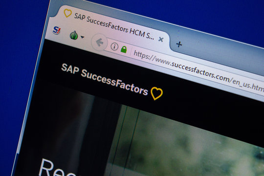 Ryazan, Russia - July 24, 2018: Homepage of SuccessFactors website on the display of PC. Url - SuccessFactors.com .