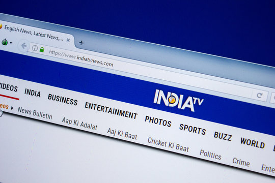 Ryazan, Russia - July 24, 2018: Homepage of IndiaTvNews website on the display of PC. Url - IndiaTvNews.com .