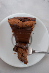 home made sweet chocolate cheesecake on a wooden table