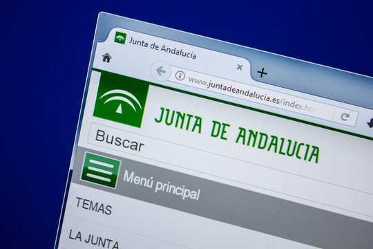 Ryazan, Russia - July 25, 2018: Homepage of JuntaDeAndalucia website on the display of PC. Url - JuntaDeAndalucia.es .