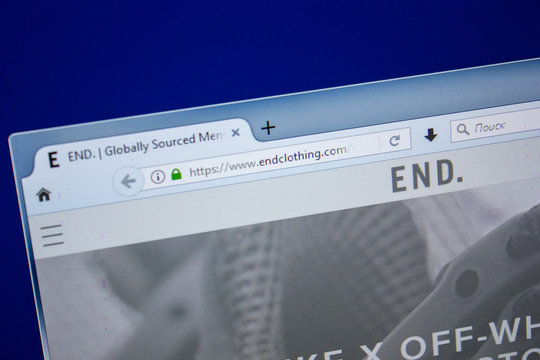 Ryazan, Russia - July 25, 2018: Homepage of EndClothing website on the display of PC. Url - EndClothing.com .