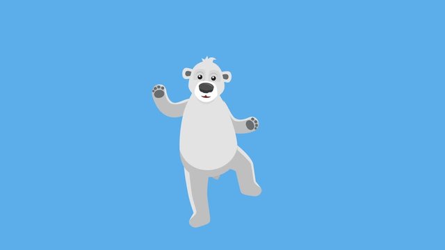 Cartoon Polar Bear Flat Character  Music Dance Animation. Includes luma matte