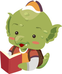 Dragon Mascot Student Book Illustration