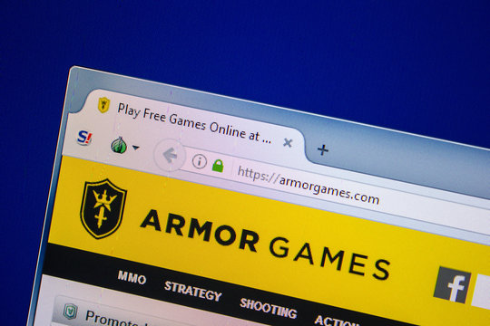 Ryazan, Russia - July 25, 2018: Homepage of ArmorGames website on the display of PC. Url - ArmorGames.com .