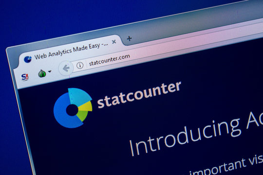 Ryazan, Russia - July 25, 2018: Homepage of StatCounter website on the display of PC. Url - StatCounter.com .