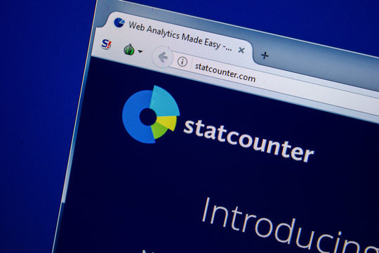 Ryazan, Russia - July 25, 2018: Homepage of StatCounter website on the display of PC. Url - StatCounter.com .