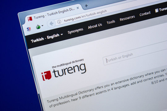 Ryazan, Russia - July 25, 2018: Homepage of Tureng website on the display of PC. Url - Tureng.com .
