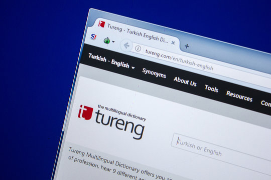 Ryazan, Russia - July 25, 2018: Homepage of Tureng website on the display of PC. Url - Tureng.com .