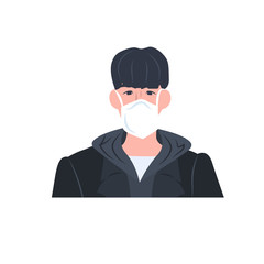 man wearing mask to prevent epidemic MERS-CoV wuhan coronavirus 2019-nCoV pandemic medical health risk portrait vector illustration