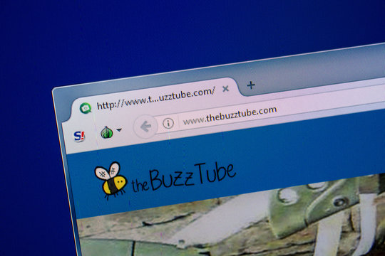 Ryazan, Russia - July 25, 2018: Homepage of TheBuzzTube website on the display of PC. Url - TheBuzzTube.com .