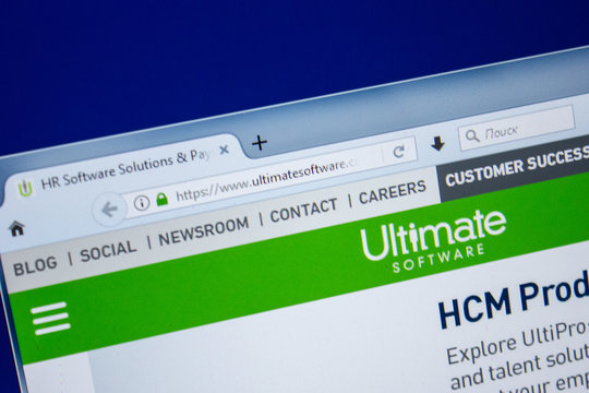 Ryazan, Russia - July 25, 2018: Homepage of UltimateSoftware website on the display of PC. Url - UltimateSoftware.com .