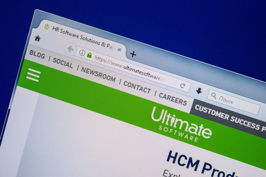 Ryazan, Russia - July 25, 2018: Homepage of UltimateSoftware website on the display of PC. Url - UltimateSoftware.com .