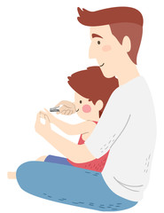 Kid Boy Man Father Son Nail Cutter Illustration