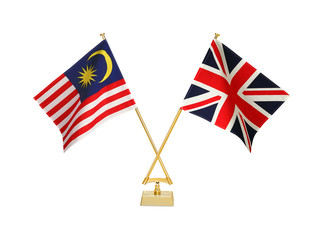 二つの国の卓上国旗