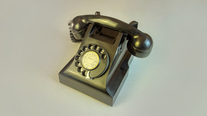 Vintage Black Rotary Dial Telephone Side View
