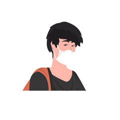 man wearing mask to prevent epidemic MERS-CoV wuhan coronavirus 2019-nCoV pandemic medical health risk portrait vector illustration